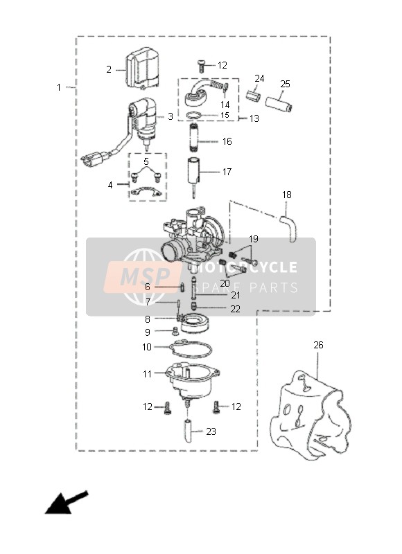 Yamaha CW50N BWS 2008 Carburador para un 2008 Yamaha CW50N BWS